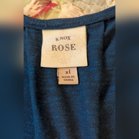 Knox Rose Dark Teal Gold Studded Embellished V-neck Tank Top Sleeveless XL - Picture 4 of 13